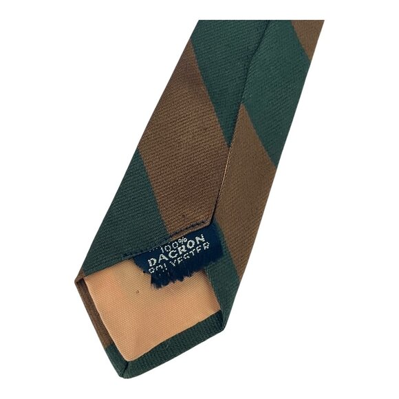 Vintage 1960s Terylene Striped Necktie Green & Orange Diagonal 53” x 3” – Englan - Picture 3 of 5